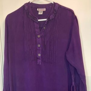 Boho Embroidered Purple tunic top. Size large.